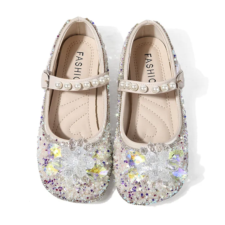 春秋女童单鞋软底公主鞋女孩鞋子轻奢洋气亮片平底鞋宝宝春季大童