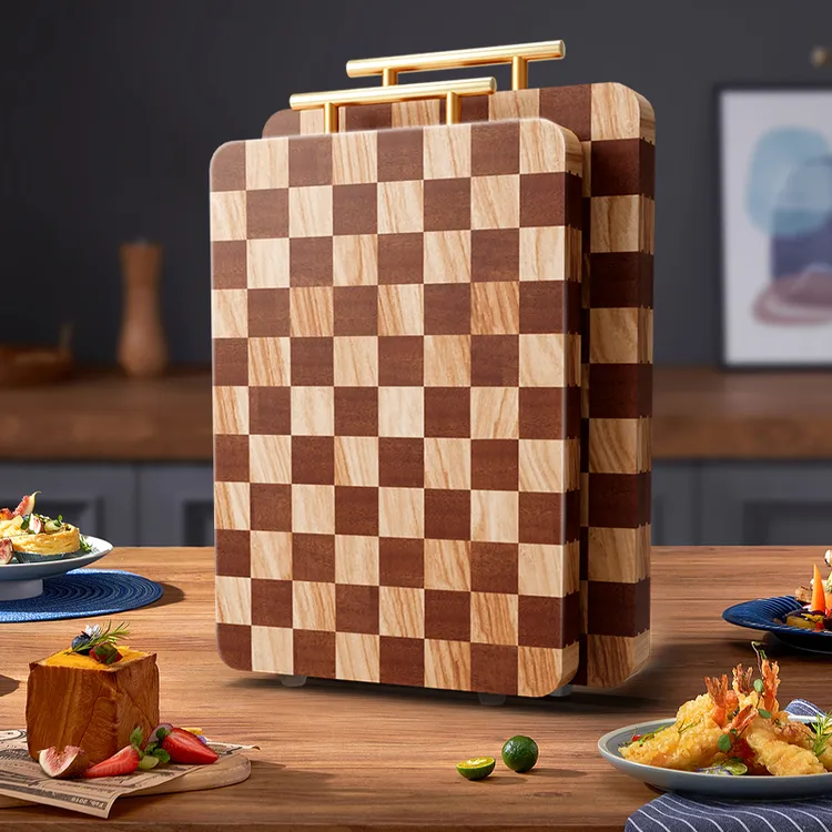 【小木仙】棋盘格菜板辅食切菜板实木砧板粘板案板