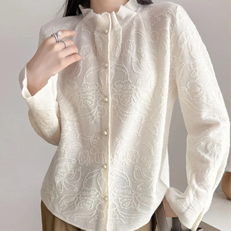 SHALLDOER【月魄露花】高级感气质衬衫女2025秋冬季宽松显瘦上衣潮