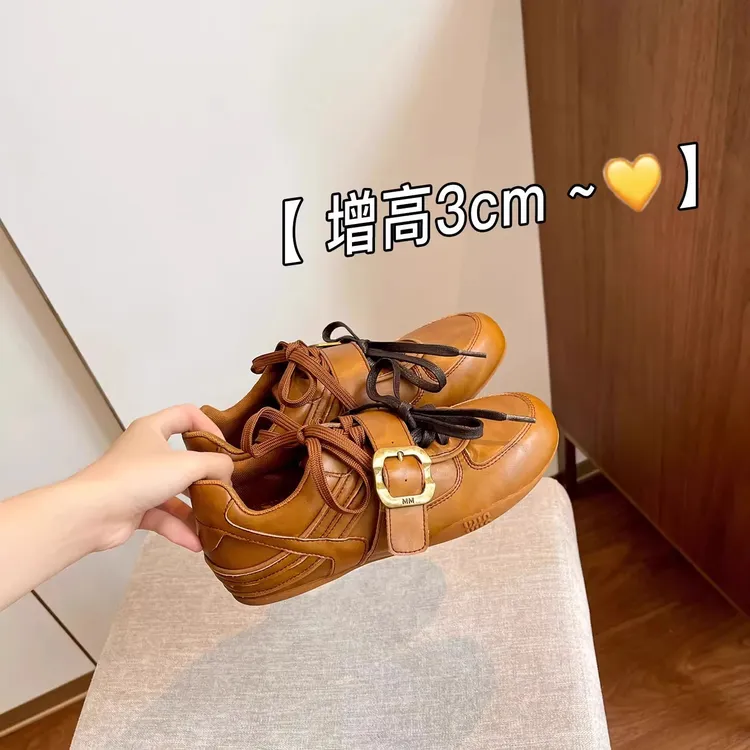 复古皮带扣休闲德训鞋女2025新款秋季运动鞋芭蕾舞小皮鞋阿甘鞋子