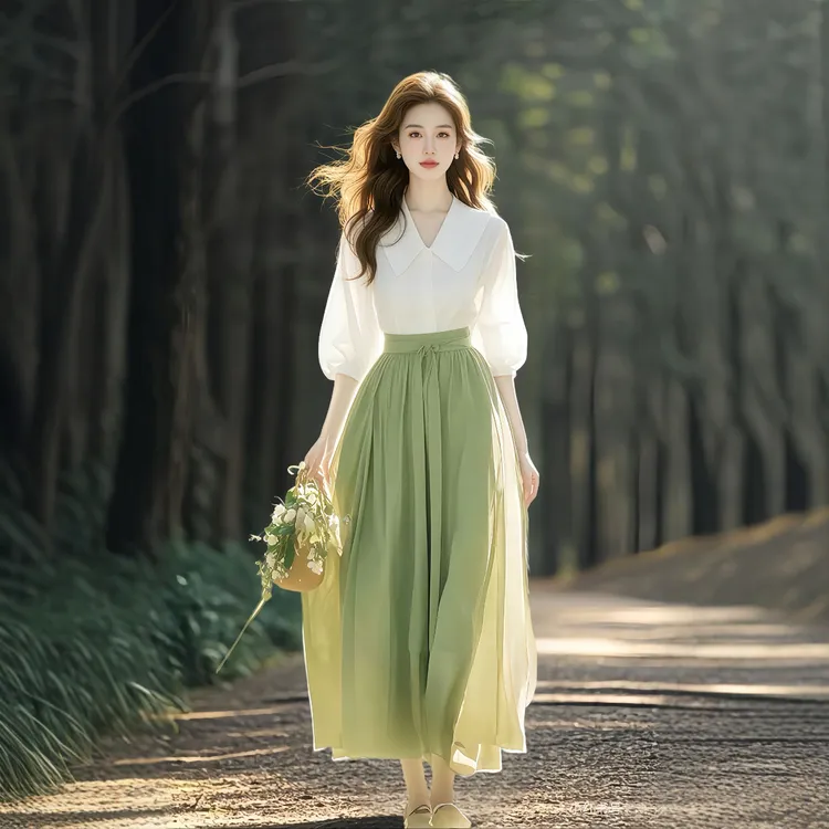 2025新款夏季穿搭一整套显瘦森系独特别致衬衫半身裙子时尚两件套