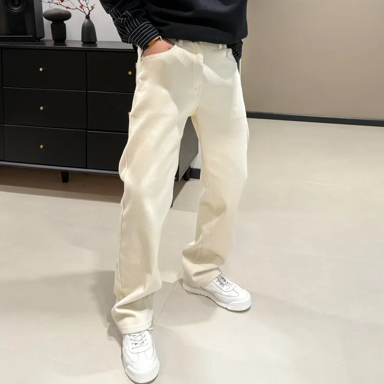 美式高弹纯色百搭超显大长腿小直筒牛仔裤