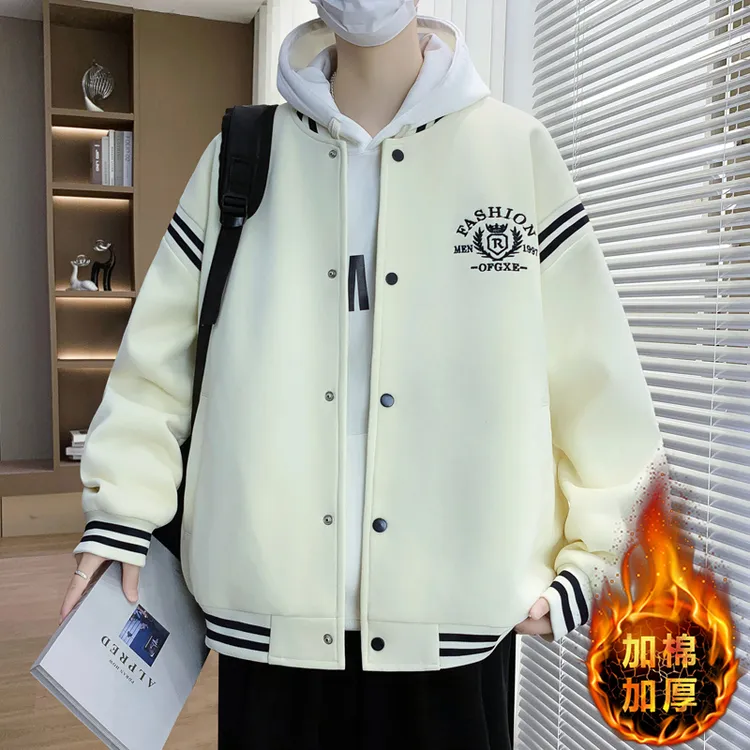 2025重磅新款秋日穿搭青少年宽松夹克男装美式刺绣棒球服外套上衣