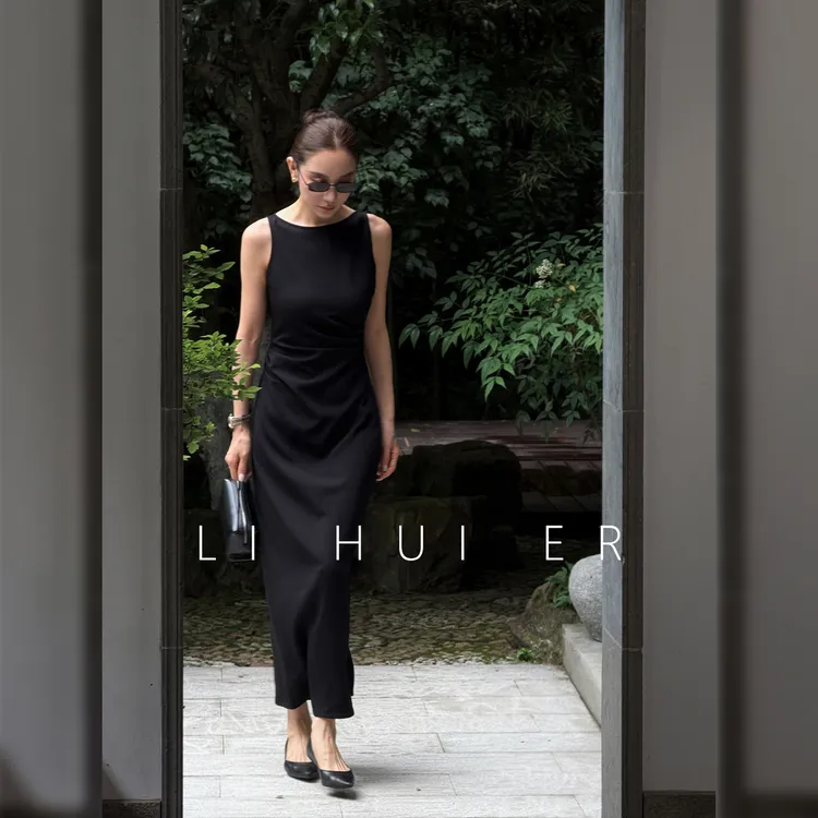 LiHuiEr李慧儿【曼哈顿夜宴】夏季时尚气质感黑色连衣裙LL026246