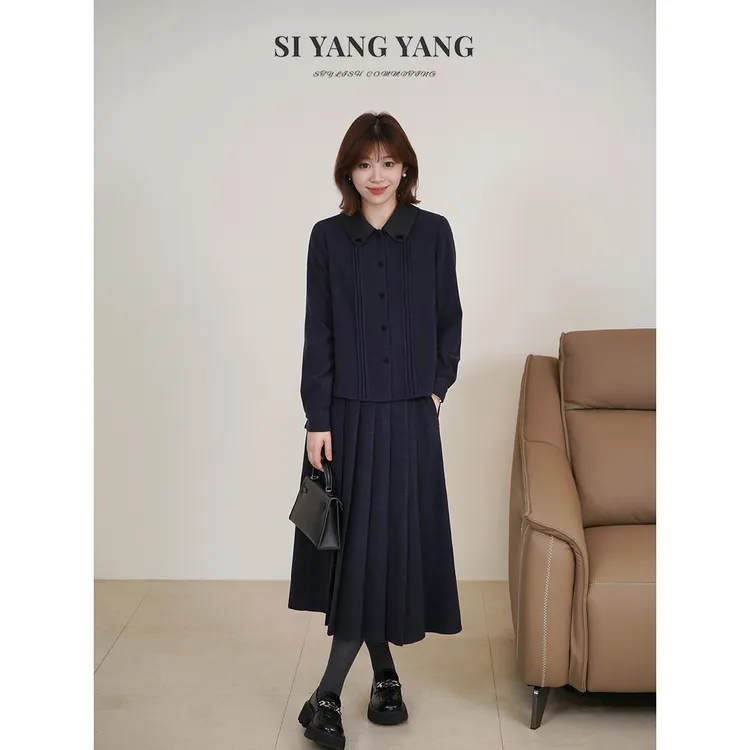 斯洋洋SIYANG冬季羊毛混纺小翻领气质百搭减龄套装TZ511A009SYY