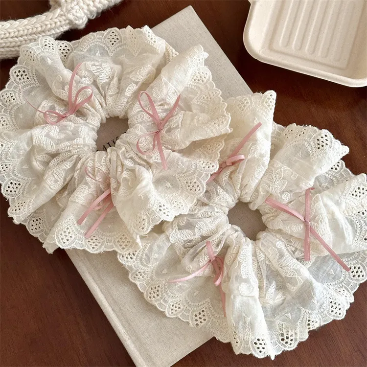 超仙蝴蝶结甜美大肠发圈芭蕾风丝带韩系温柔风蕾丝发绳扎头发发饰