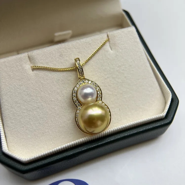 海水珍珠吊坠 双珠葫芦简约百搭 浓金