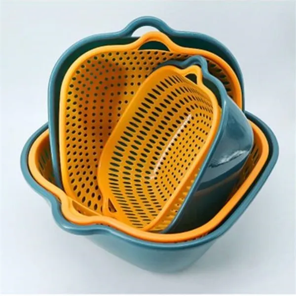 多功能水果盆水果篮沥水篮洗菜篮家用客厅正方形水果盘双层菜篮子