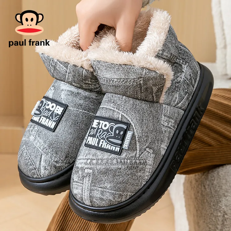 大嘴猴棉鞋防滑厚底外穿防水加绒加厚月子鞋情侣高帮厚底雪地鞋