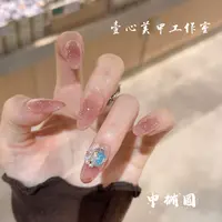 乌木玫瑰-12片装（10片格纹+2片带钻）壹心纯手工穿戴甲 美甲贴片