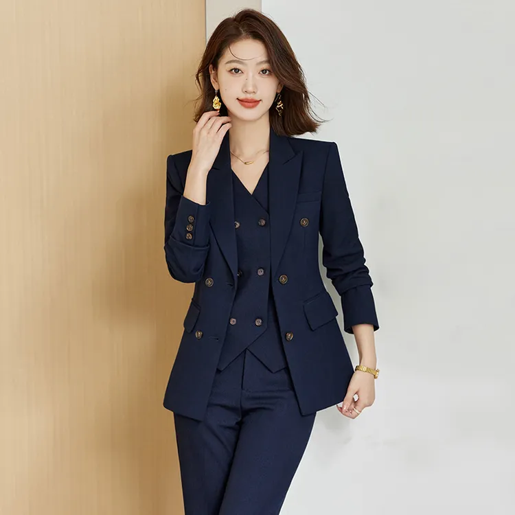 加厚冬款简约西装女职业装西服女面试通勤上班商务公务S001