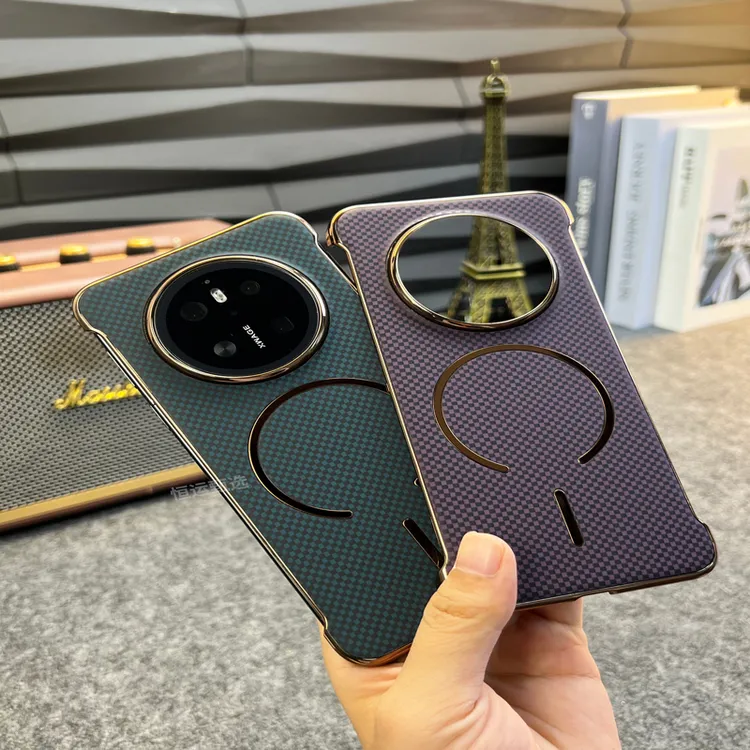 适用华为mate70磁吸手机壳无边框凯夫拉纹mate70pro超薄保护套