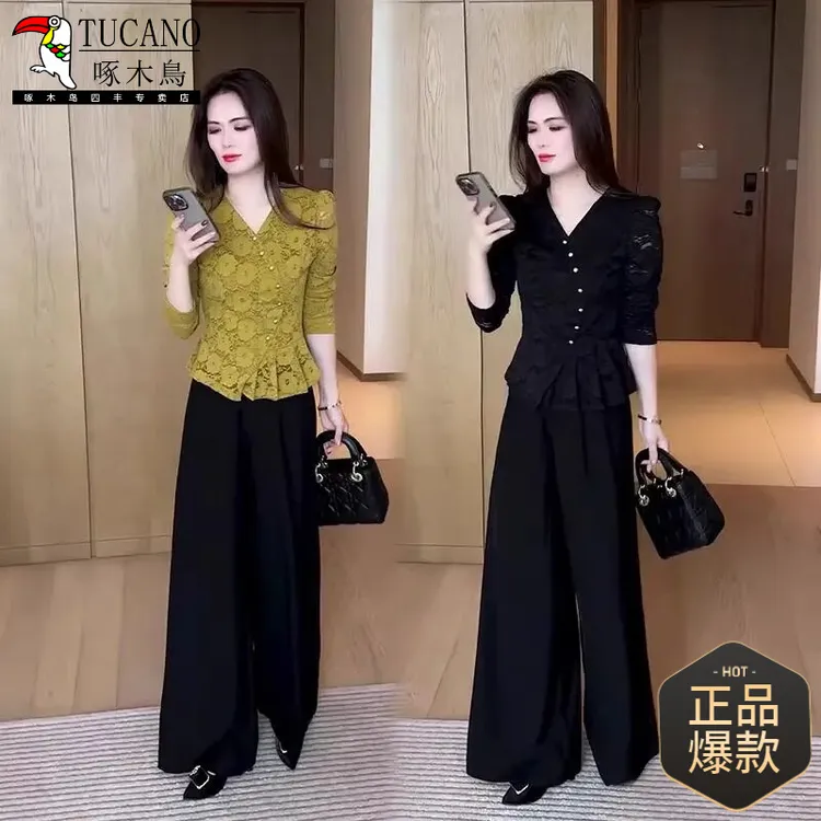 啄木鸟蕾丝T恤打底衫秋2025年新款时尚显瘦洋气高贵上衣百搭小衫
