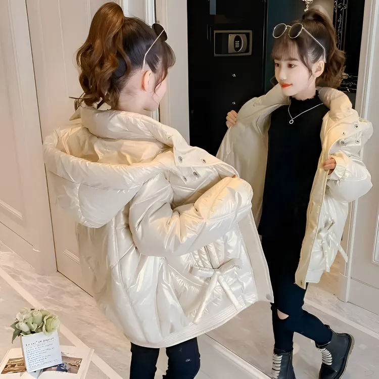 加绒加厚极寒2025年新款羽绒棉服儿童中长款 女童 韩版中大童