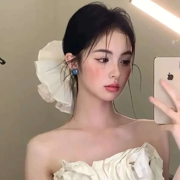 超大韵味新中式水墨裙摆超大圈头绳高级感气质法式复古百搭发饰