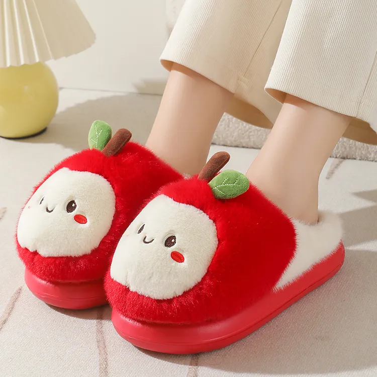 可爱卡通棉拖鞋女新款厚底家居加绒保暖月子拖鞋冬季防滑软底轻便