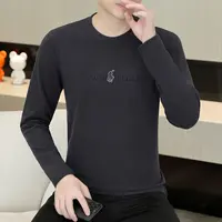 2025潮流男士秋季圆领长袖时尚男士德绒透气T恤春秋
