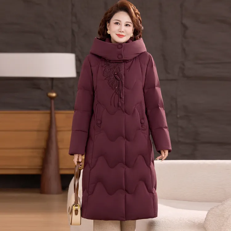 妈妈羽绒服冬装2025新款时尚大码长款中老年女装喜婆婆加厚外套