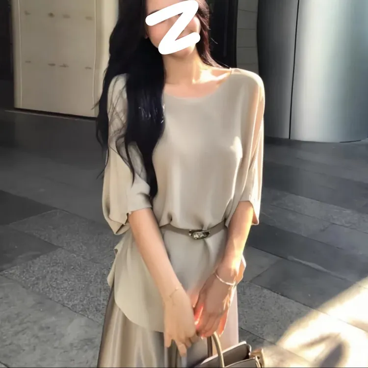 【有运费险】高品质高级圆领冰丝针织衫女2025春假纯欲慵懒风女装