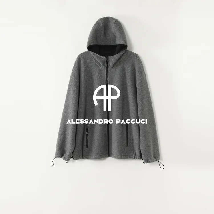 AP洛哥53174WT高比例羊毛连帽抽绳拉链时尚百搭休闲外套