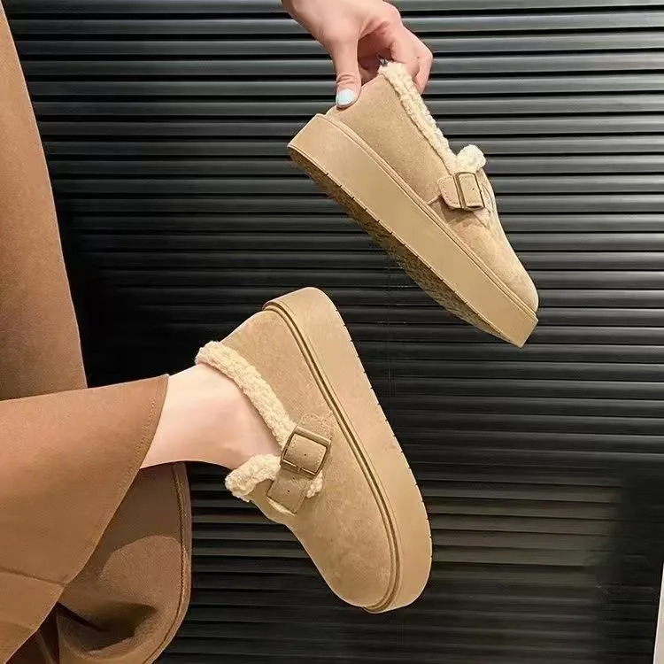 厚底加绒女款保暖雪地靴女2025新款冬季一脚蹬博肯棉鞋S96