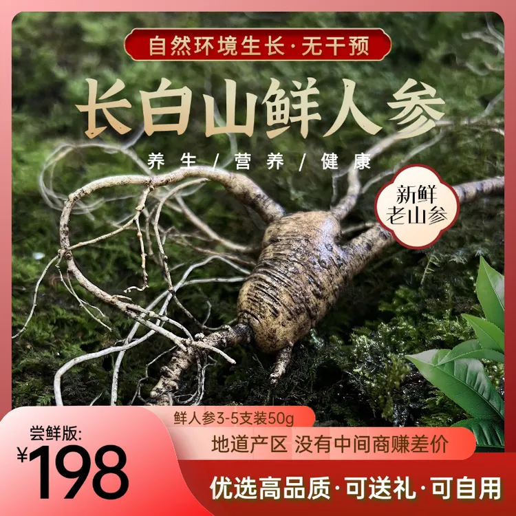 长白山鲜人参老山参炖汤泡酒泡茶泡水食用滋补长白山林下参送礼