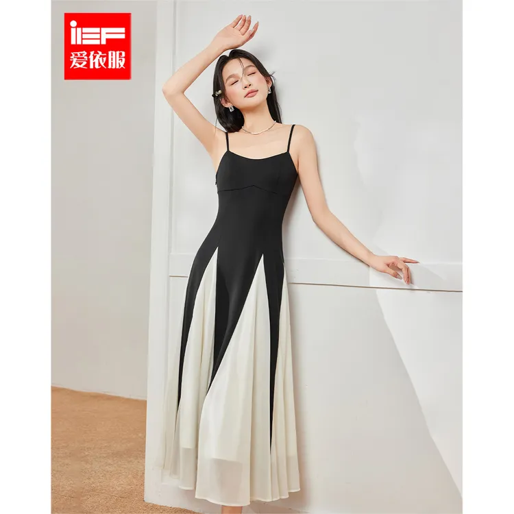 IEF/爱依服裙子2025夏季新款法式高级设计感名媛气质吊带显瘦长裙