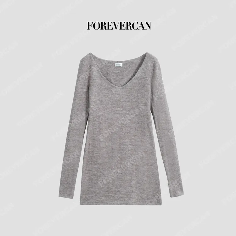 FOREVERCAN“腰精日常”简约桃心领显瘦打底厚织连衣裙 WD22435C