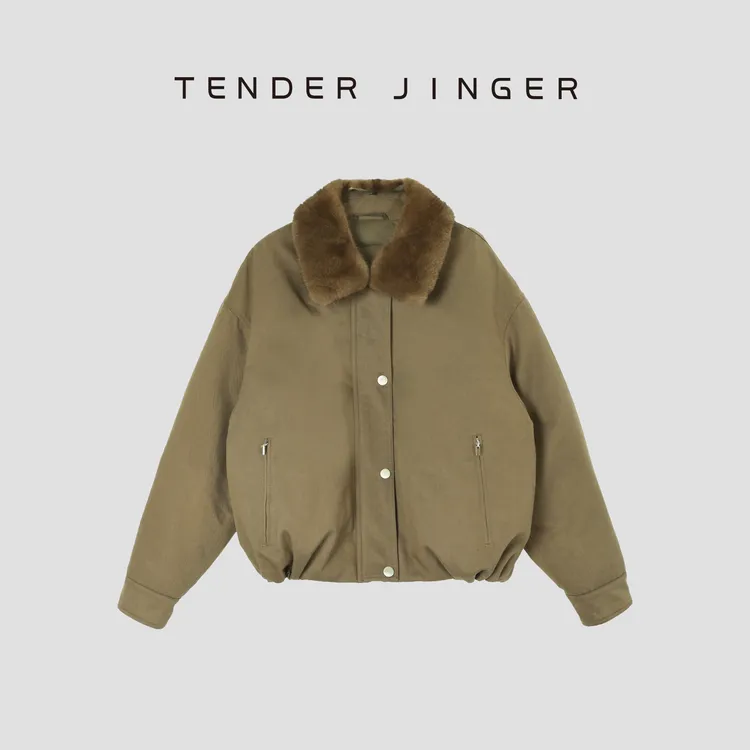 Tender Jinger【绒暖奢芯】廓形可拆卸水貂毛领夹克外套T54MYY41438