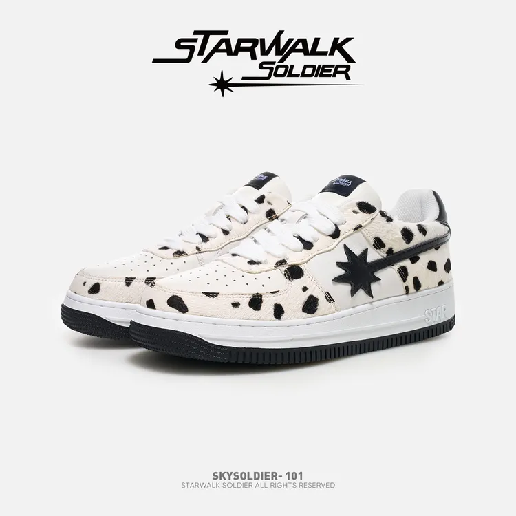 STARWALK SOLDIER-101流星鞋黑白豹纹秋冬新款时尚休闲板鞋正品潮