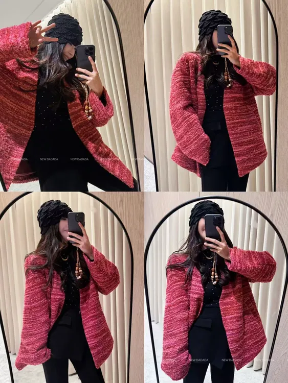 利达 NEW DADADA小香风韩版红色时尚休闲红色修身气质外套CHZ2026