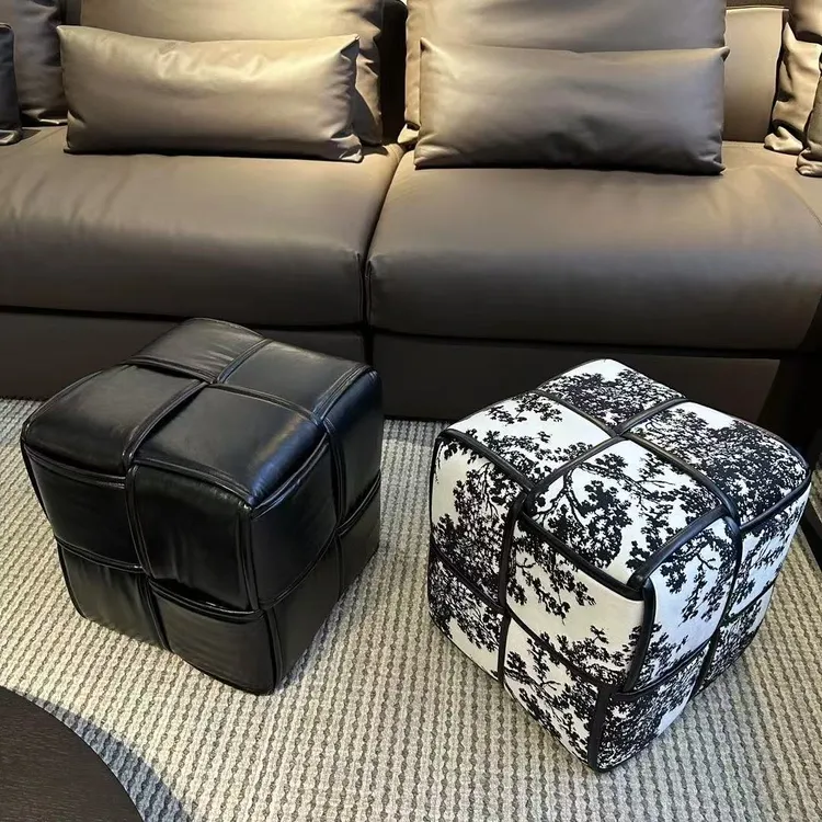 现代风格立方体坐墩增添艺术与时尚气息凳子茶几客厅意式皮沙发