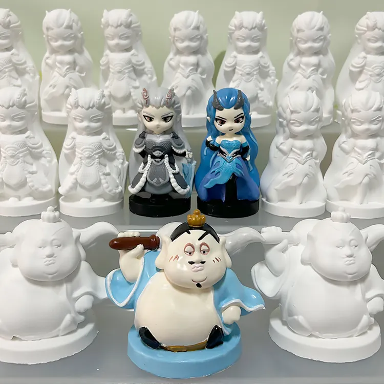 哪吒敖丙涂色石膏娃娃白胚画画石膏娃娃涂色diy儿童玩具彩绘