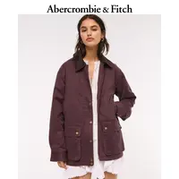 AF女装25秋冬新款巴恩风宽松灯芯绒翻领夹克中长款外套144-5160