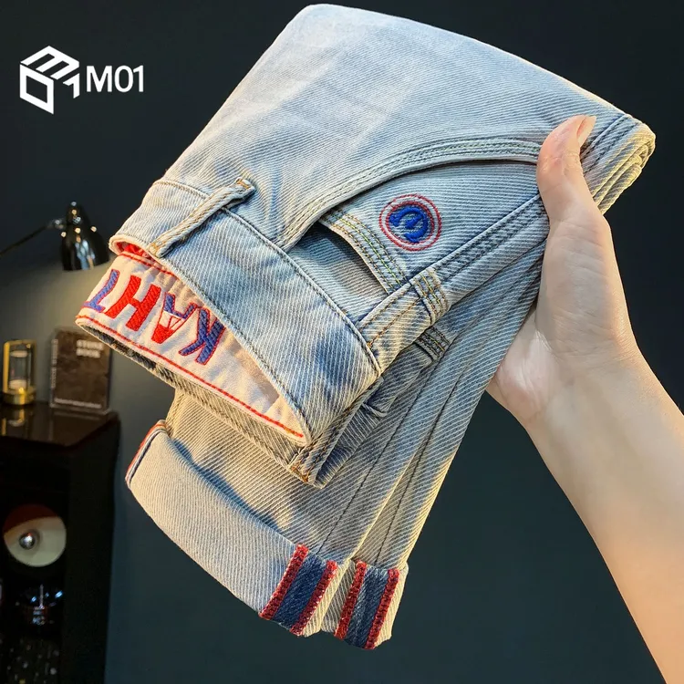 M01高端牛仔裤夏季薄款莱赛尔天丝凉感休闲长裤弹力修身小脚裤子