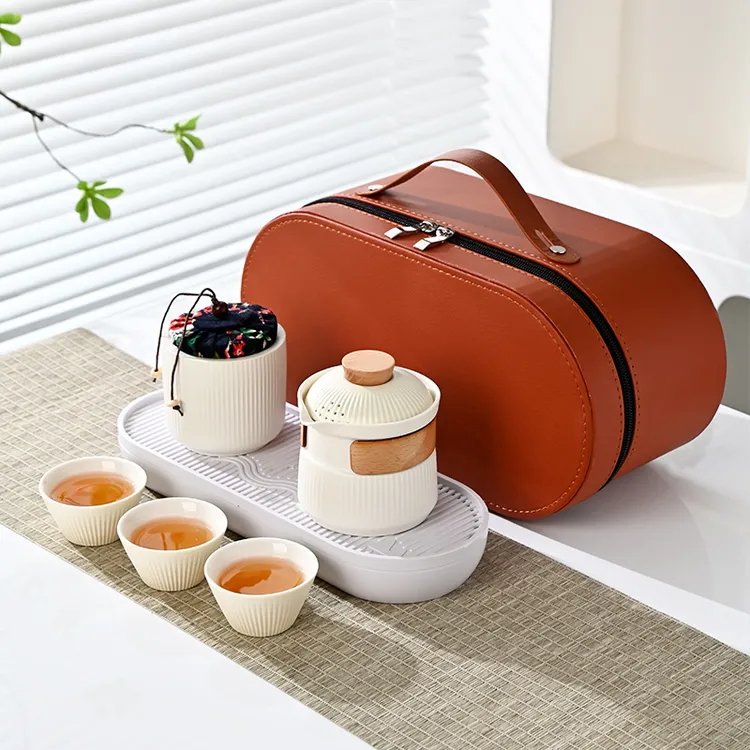 顾竹快客杯露营陶瓷便携旅行茶具套装功夫户外泡茶壶出差旅游茶杯