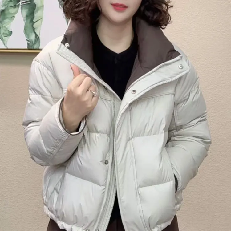 2025冬季新款立领拉链外套女宽松保暖外套时尚减龄日常短款外套