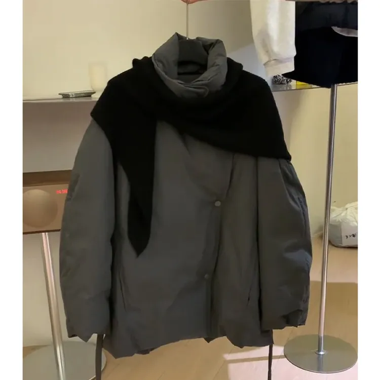 设计感立领羽绒服女2025冬季新款爆款小个子韩系保暖90白鸭绒外套