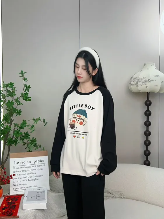 焕焕睡衣原创德绒睡衣套装长袖长裤居家休闲家居服没带胸垫家居服