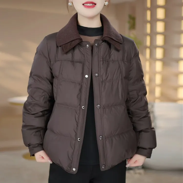 妈妈装时尚翻领羽绒服2025年新款冬季洋气中老年女装加厚保暖外套