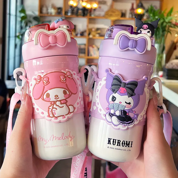 网红可爱保温杯女生高颜值双饮水杯男女儿童学生上学便携吸管杯子