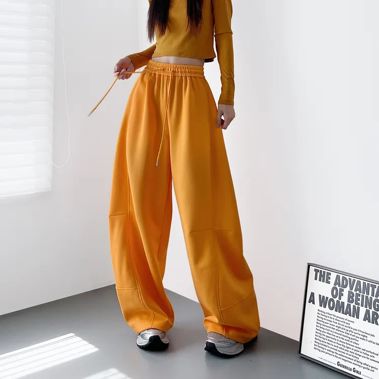 2025秋季新款宽松显瘦阔腿裤女大码胖mm宽松慵懒风软糯休闲长裤子