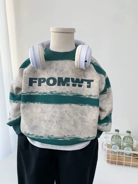 男童春秋季卫衣2025新款儿童时尚条纹上衣酷帅男孩休闲柔软套头衫