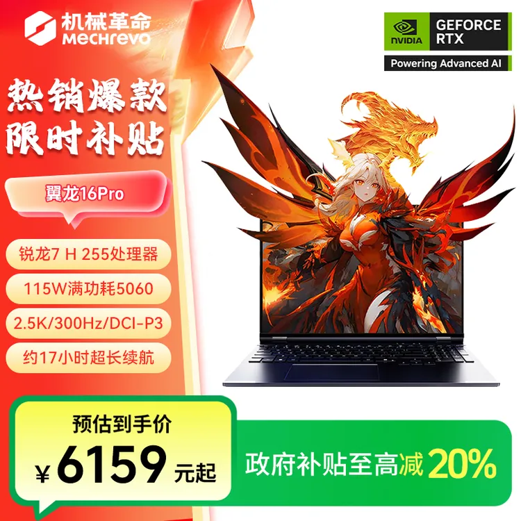 【国家补贴】机械革命翼龙16pro R7-H255 高性能游戏笔记本电脑