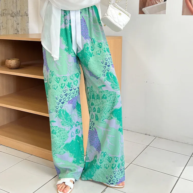 爆款棉绸睡裤裤子女夏季薄款大码长裤阔腿可外穿遛弯棉绸棉绸裤子