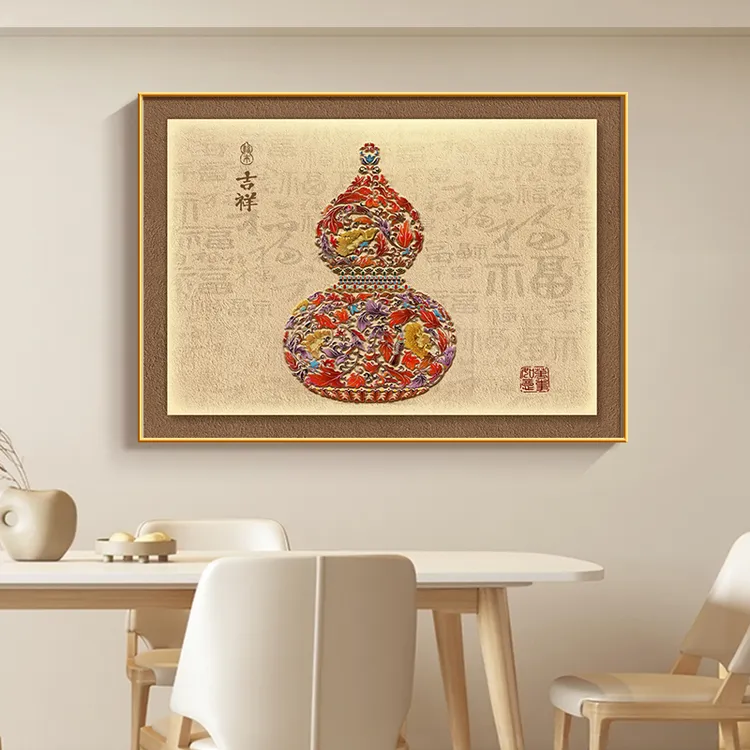 新款葫芦福字电表箱墙壁卧室中式电表箱挂画遮挡餐厅墙壁挂画