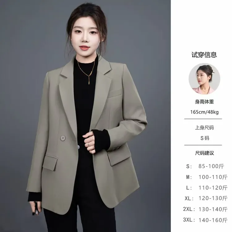 气质一粒扣西服西装常规休闲韩版长袖休闲风通勤风