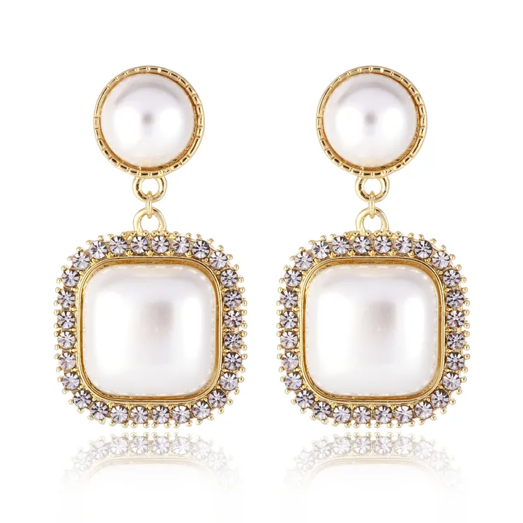 【KEFAN珂梵】港风满钻几何方块耳环轻奢气质s925耳针复古