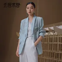 Ysimo-X云思木想 木棉花开 立体手工钩花钉珠亚麻西服外套12779