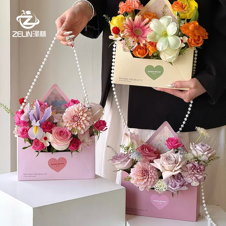 泽林 一封情书信封一体定型片 花束包装 韩式花盒包装